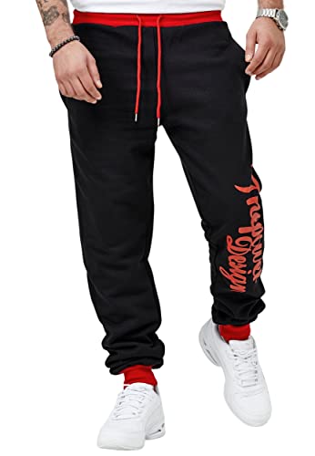 Code47 Herren Jogginghose Trainingshose Freizeihose Fitnesshose Basic Sport Fitness Gym Training Slim Fit Sweatpants JG-4113C Rot XL von Code47