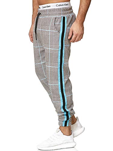 Code47 Herren | Jogginghose | Trainingshose | Sport Fitness | Gym | Training | Slim Fit | Sweatpants Streifen | Jogging-Hose | Stripe Pants | Grau Türkis S von Code47