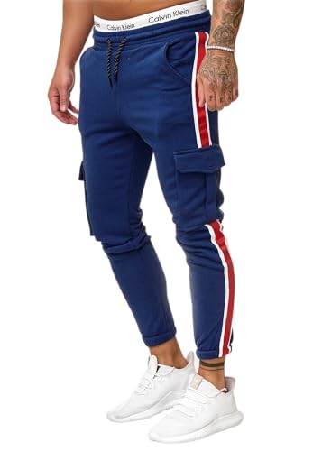 Code47 Herren | Jogginghose | Trainingshose | Sport Fitness | Gym | Training | Slim Fit | Sweatpants Streifen | Jogging-Hose | Stripe Pants | Modell 1224 Navy L von Code47