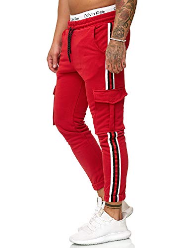 Code47 Herren | Jogginghose | Trainingshose | Sport Fitness | Gym | Training | Slim Fit | Sweatpants Streifen | Jogging-Hose | Stripe Pants | Modell 1224 Rot S von Code47