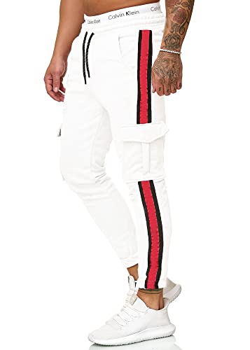 Code47 Herren | Jogginghose | Trainingshose | Sport Fitness | Gym | Training | Slim Fit | Sweatpants Streifen | Jogging-Hose | Stripe Pants | Modell 1224 Weiss M von Code47