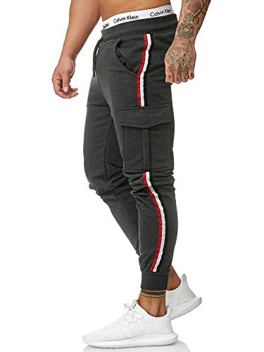 Code47 Herren | Jogginghose | Trainingshose | Sport Fitness | Gym | Training | Slim Fit | Sweatpants Streifen | Jogging-Hose | Stripe Pants Modell 1318 Antrazit XXL von Code47