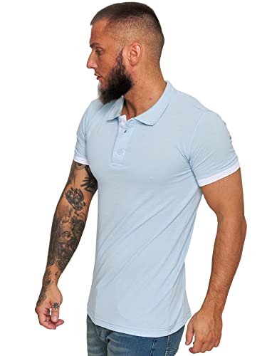 Code47 Herren Poloshirt Polohemd Basic Kurzarm Einfarbig Slim Fit Polo Shirt Baumwolle T-Shirt Polokragen M-XXXL Hellblau XL von Code47