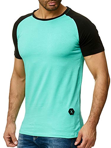 Code47 Herren T Shirt Hoodie Longsleeve Kurzarm Shirt Sweatshirt Modell 1302 Schwarz Mint S von Code47