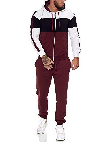 Code47 | Herren Trainingsanzug | Jogginganzug | Sportanzug | Jogging Anzug | Hoodie-Sporthose | Jogging-Anzug | Trainings-Anzug | Jogging-Hose | Modell JG-1082 Weiss-Schwarz-Bordeaux S von Code47