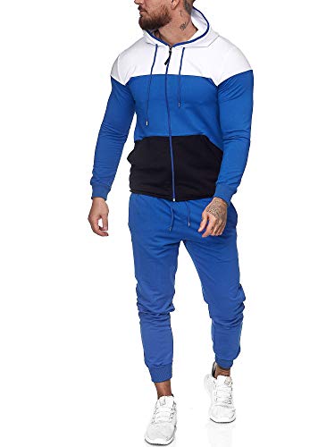 Code47 | Herren Trainingsanzug | Jogginganzug | Sportanzug | Jogging Anzug | Hoodie-Sporthose | Jogging-Anzug | Trainings-Anzug | Jogging-Hose | Modell JG-1083 Weiss-Blau XXL von Code47