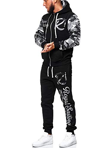 Code47 Herren Trainingsanzug Jogginganzug Sportanzug Fitnessanzug Gym Sport (S, Weiss Camouflage) von Code47