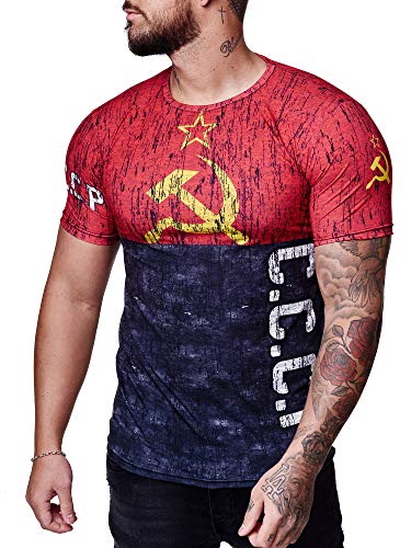 Herren Länder T-Shirt Kurzarm Rundhals Fußball CCCP 1510 S von Code47