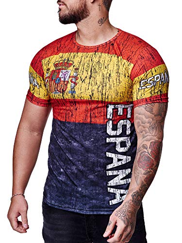 Herren Länder T-Shirt Kurzarm Rundhals Fußball Espana Spanien 1521 XL von Code47