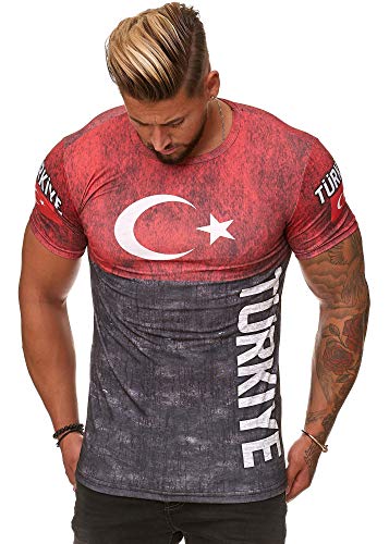 Herren Länder T-Shirt Kurzarm Rundhals Fußball Fanshirt Türkei 1186 3XL von Code47