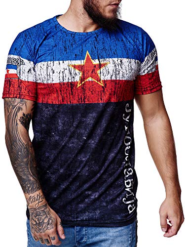 Herren Länder T-Shirt Kurzarm Rundhals Fußball Jugoslawien 1520 M von Code47