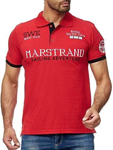Herren Marstrand Sweden T-Shirt Top Shirt Clubwear Shortsleeve Kragen Polo M-5XL Rot M von Code47