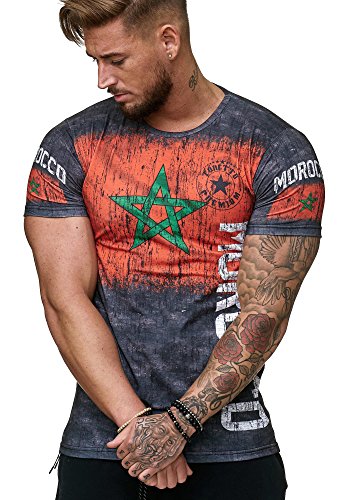 Herren Länder T-Shirt Kurzarm Rundhals Fußball Fanshirt Morocco 1003 M von Code47