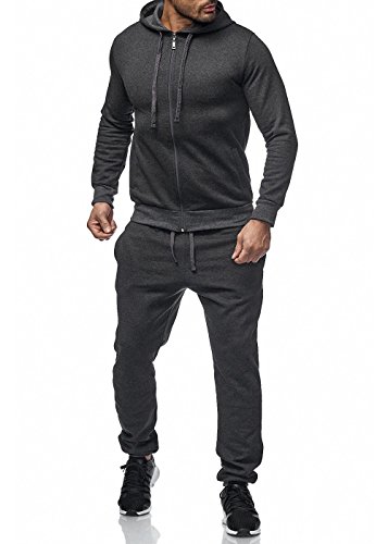 Uni Colour Herren Jogging Anzug Jacke Sport Hose Fitness Hoodie Hose Einfarbig Anthrazit S von Code47