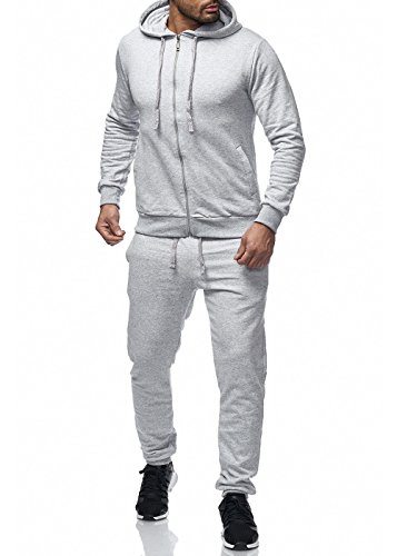 Uni Colour Herren Jogging Anzug Jacke Sport Hose Fitness Hoodie Hose Einfarbig Hellgrau S von Code47