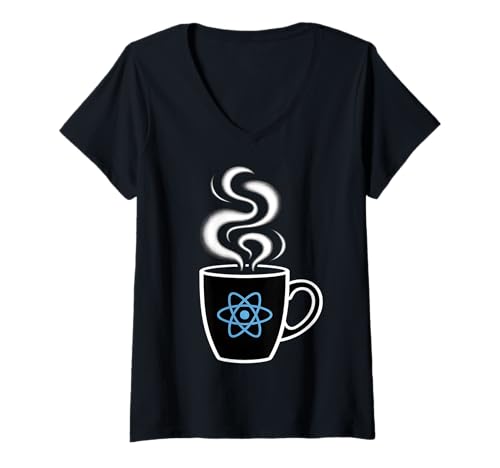 Damen React Developer Kaffeetasse Codierung T-Shirt mit V-Ausschnitt Damen React Developer Kaffeetasse Codierung T-Shirt mit V-Ausschnitt von CodeFuel Collective