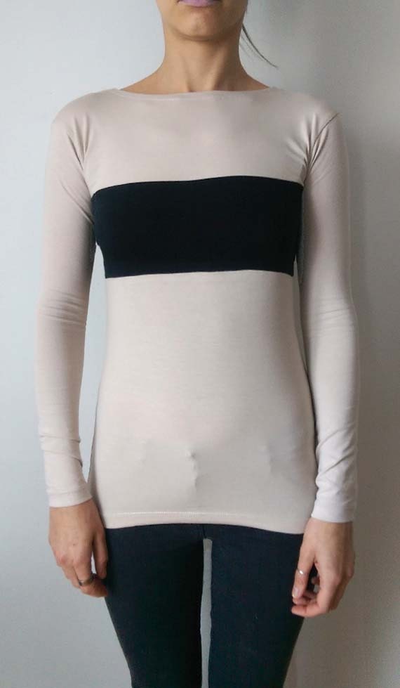 Ausgestattet Colorblock Langarm Top Damen Designer Bluse von CodeWomen
