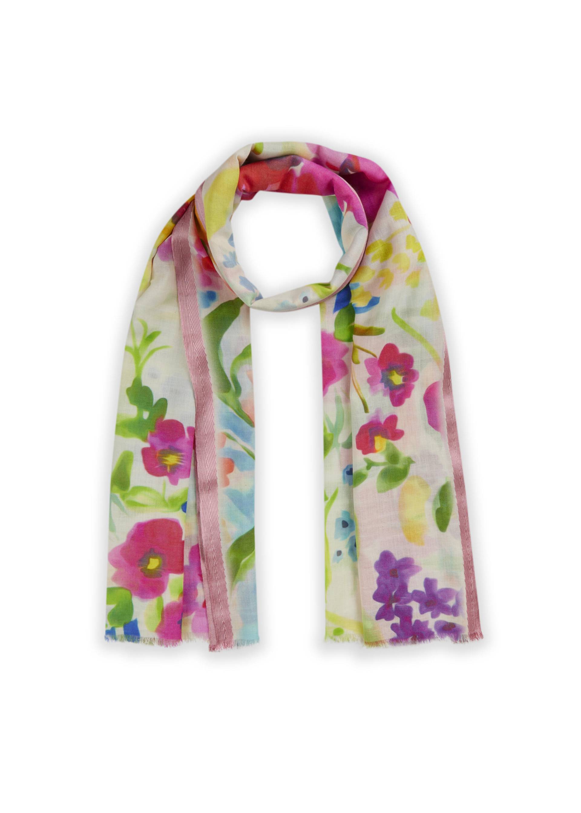 Feiner Schal aus Baumwoll-Modal-Mix mit Blumen-Muster pink - Gr. - one size von Codello Lifestyle Accessories GmbH