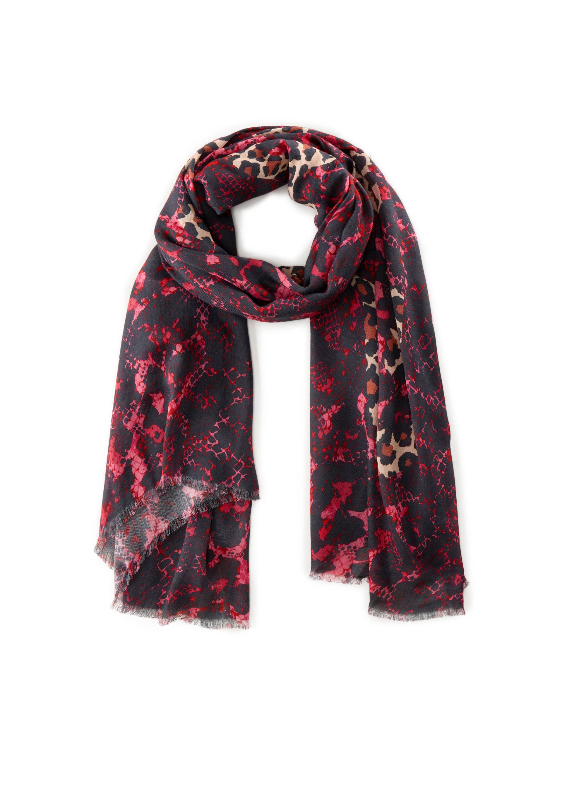 Feiner Schal aus angenehmer Modal-Baumwoll-Mischung mit Animalprint und Quote rot - Gr. - one size von Codello Lifestyle Accessories GmbH