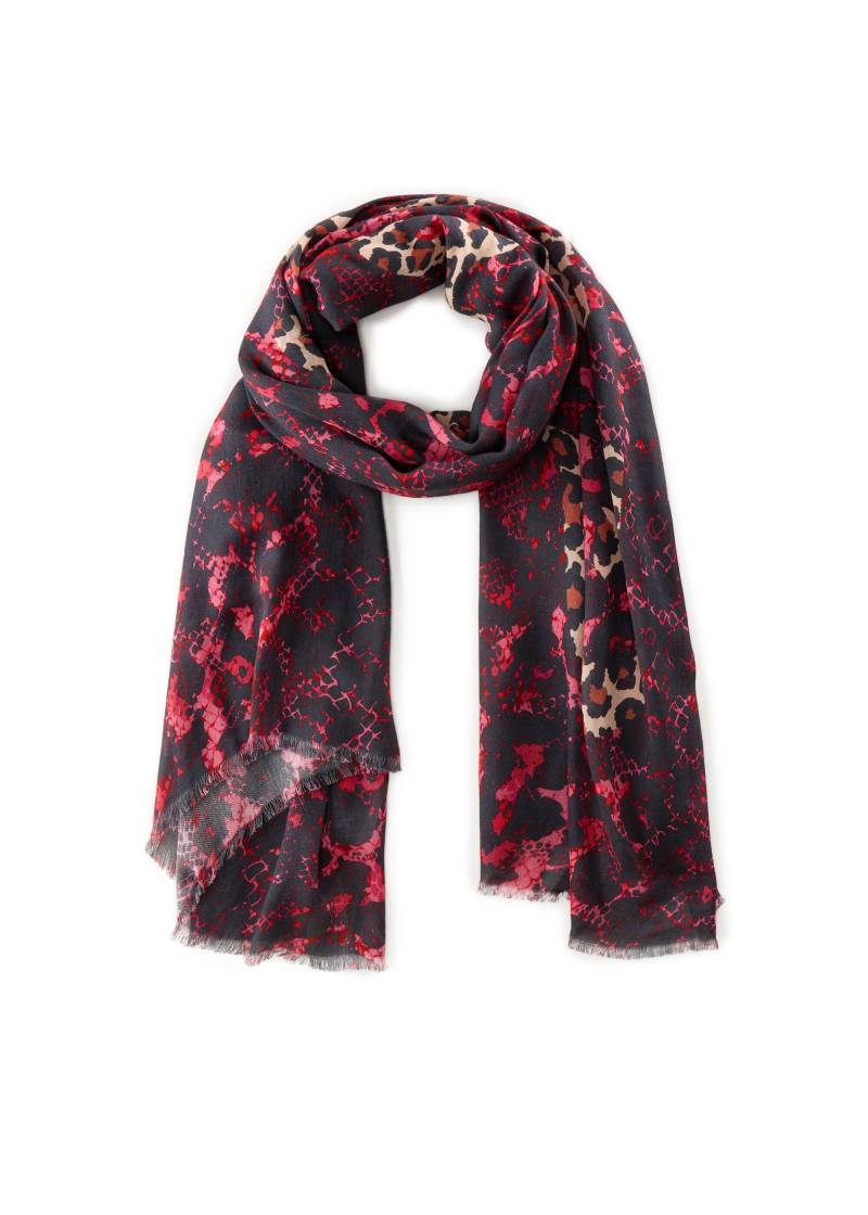 Feiner Schal aus angenehmer Modal-Baumwoll-Mischung mit Animalprint und Quote rot - Gr. - one size von Codello Lifestyle Accessories GmbH