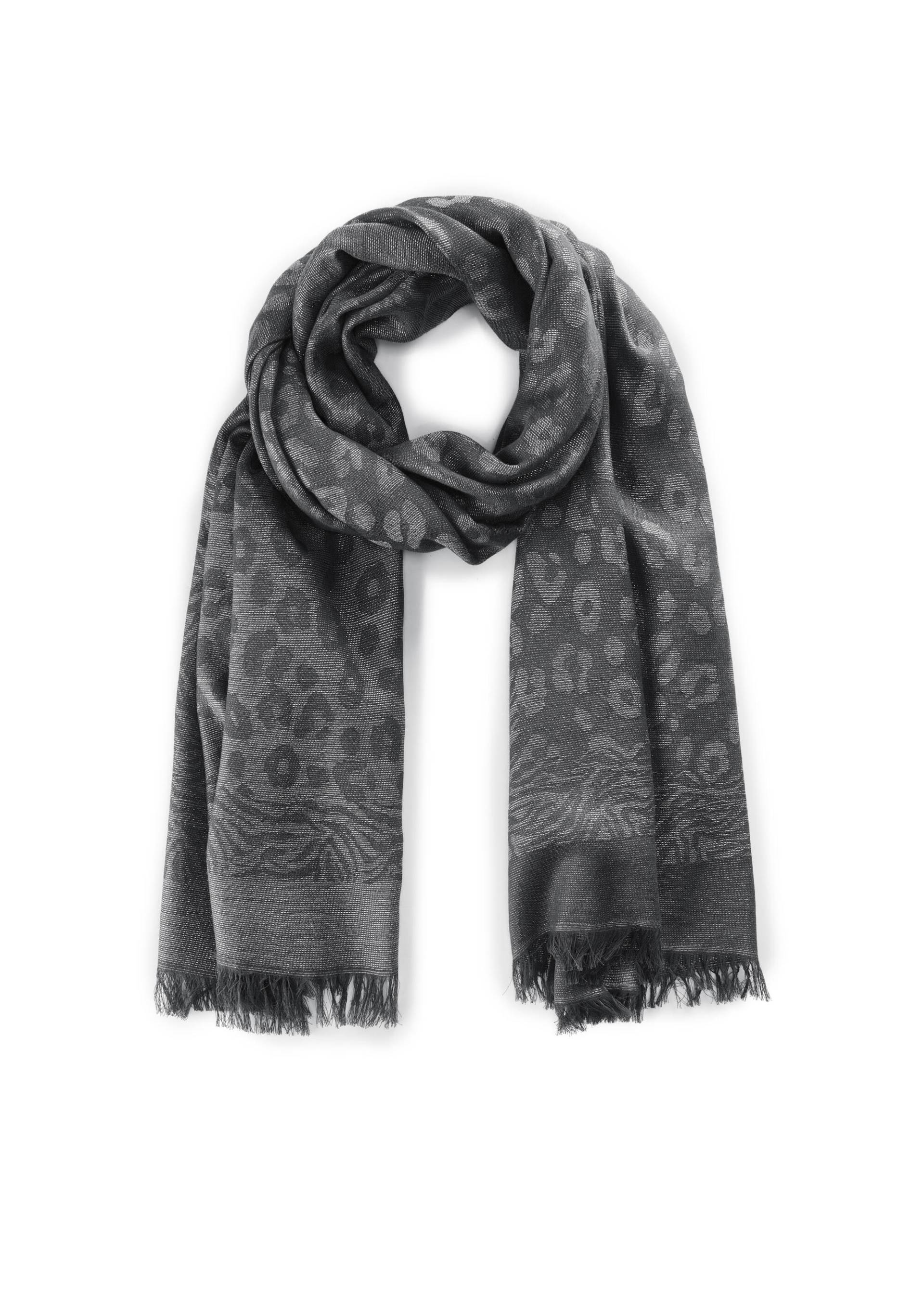 Jacquard Schal aus feiner Baumwoll-Mischung mit Leo-Muster und Lurex schwarz - Gr. - one size von Codello Lifestyle Accessories GmbH