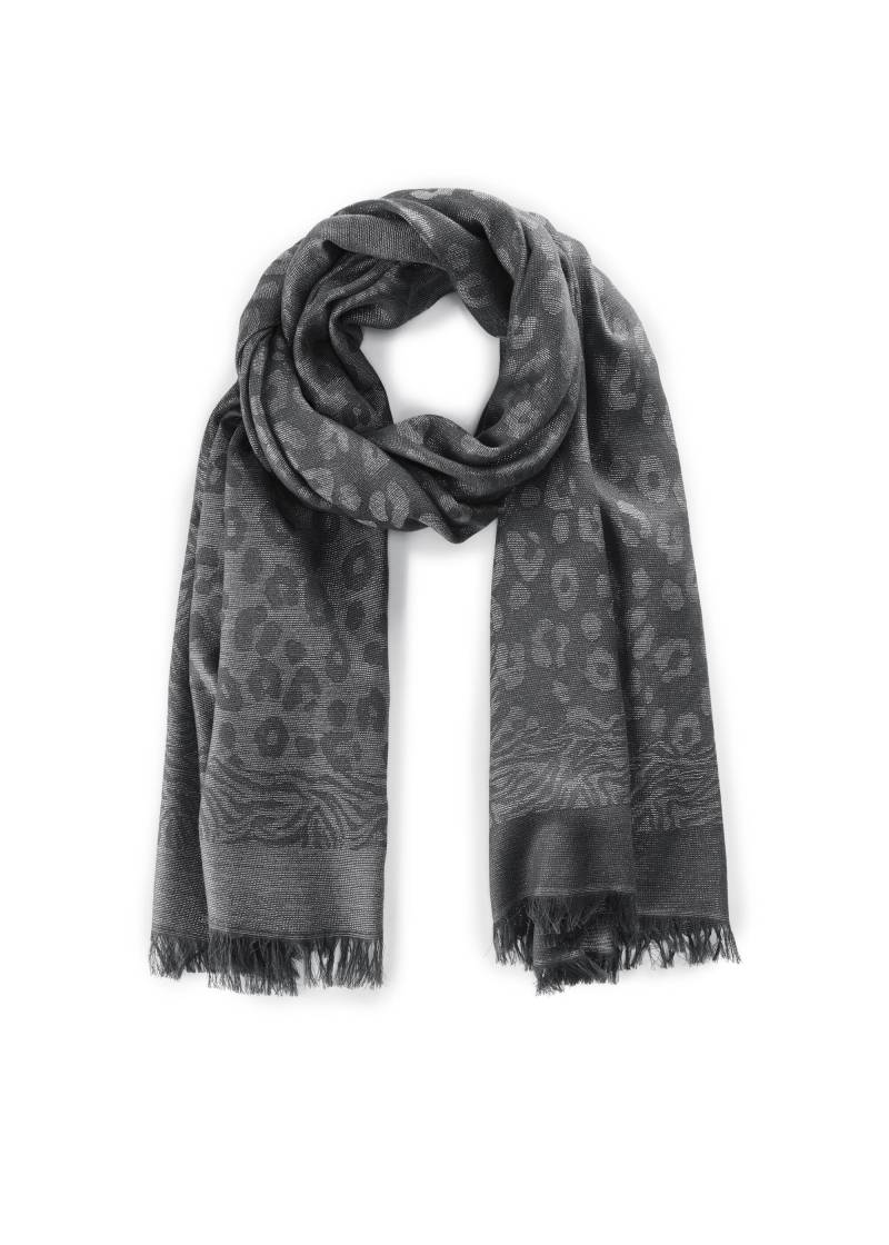 Jacquard Schal aus feiner Baumwoll-Mischung mit Leo-Muster und Lurex schwarz - Gr. - one size von Codello Lifestyle Accessories GmbH