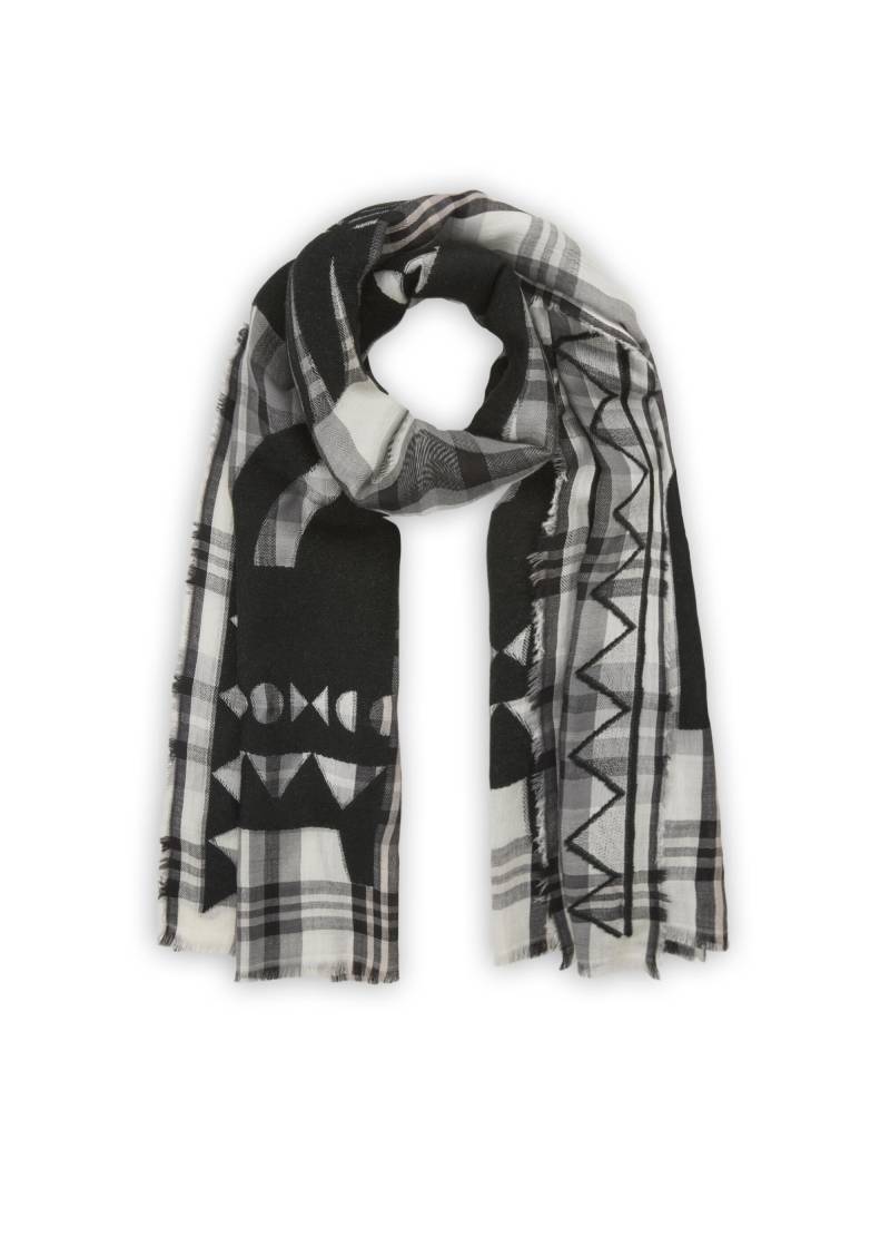 Premium Schal aus Woll-Baumwoll-Mischung mit Karomuster und stilisierten Tieren grau - Gr. - one size von Codello Lifestyle Accessories GmbH