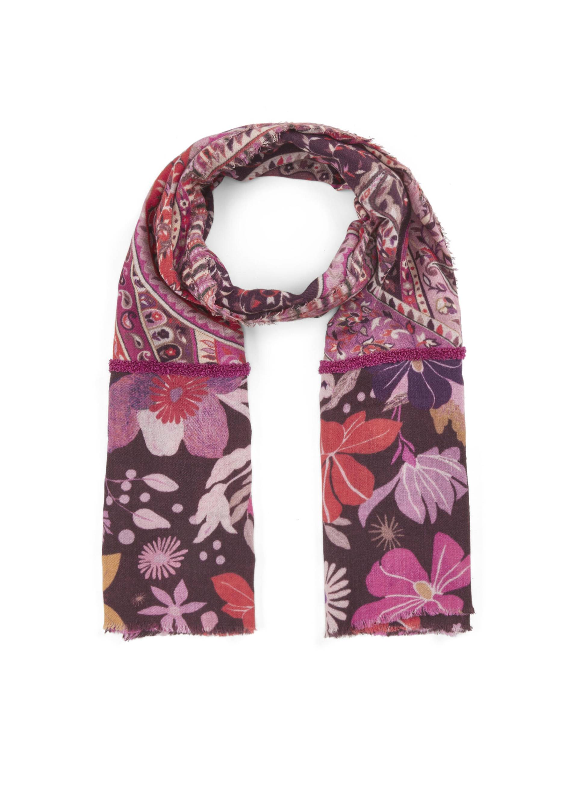 Premium Schal aus Wollmischung mit appliziertem Zierband und Paisleymuster lila - Gr. - one size von Codello Lifestyle Accessories GmbH