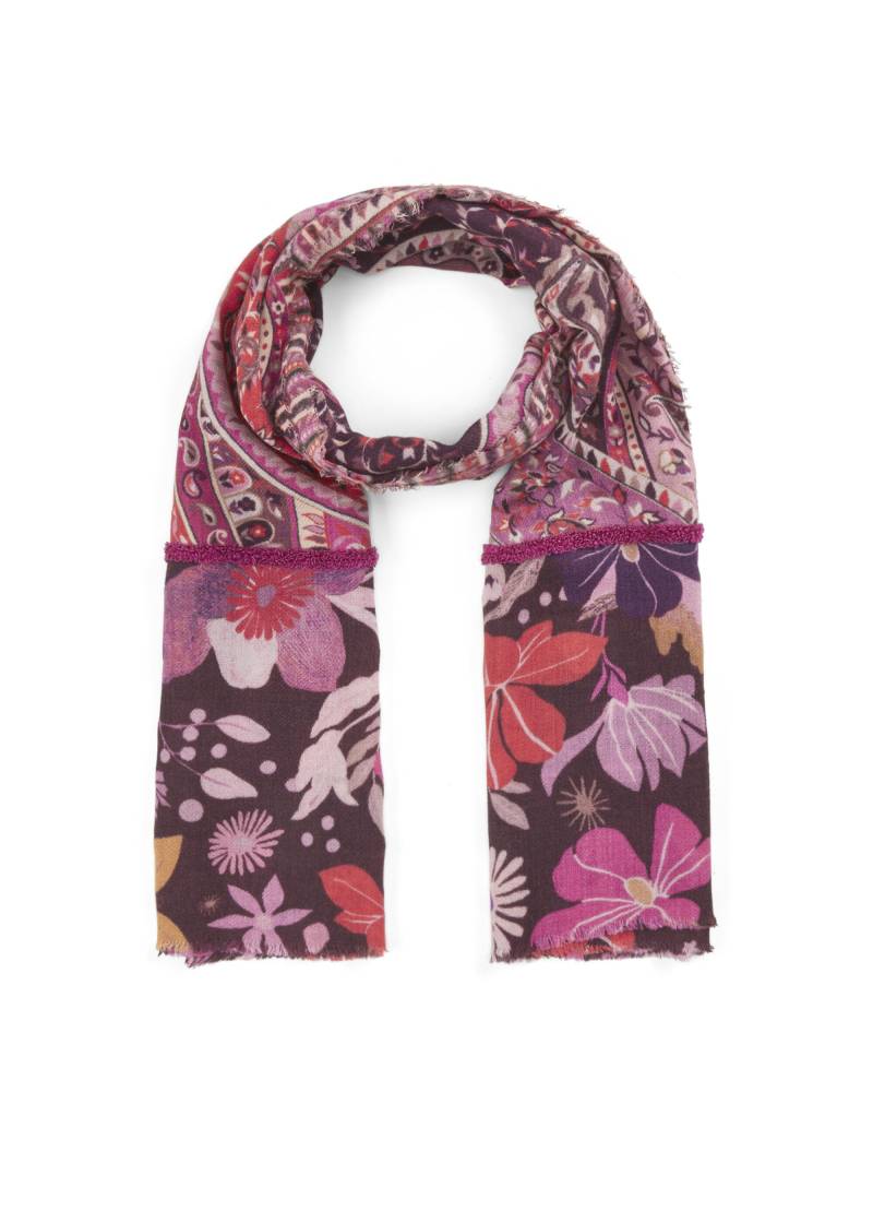 Premium Schal aus Wollmischung mit appliziertem Zierband und Paisleymuster lila - Gr. - one size von Codello Lifestyle Accessories GmbH