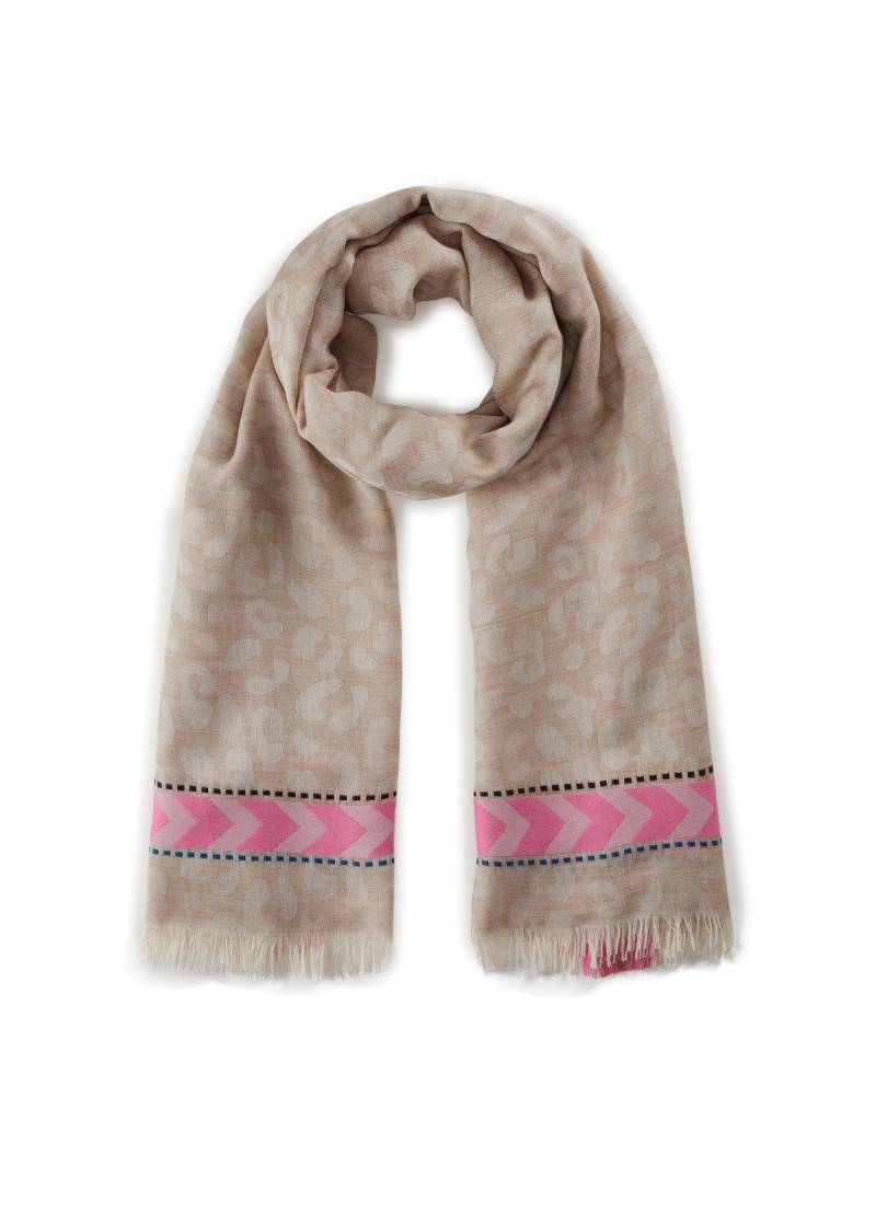 Premium Schal aus hochwertiger Baumwollmischung mit Leo-Muster beige - Gr. - one size von Codello Lifestyle Accessories GmbH