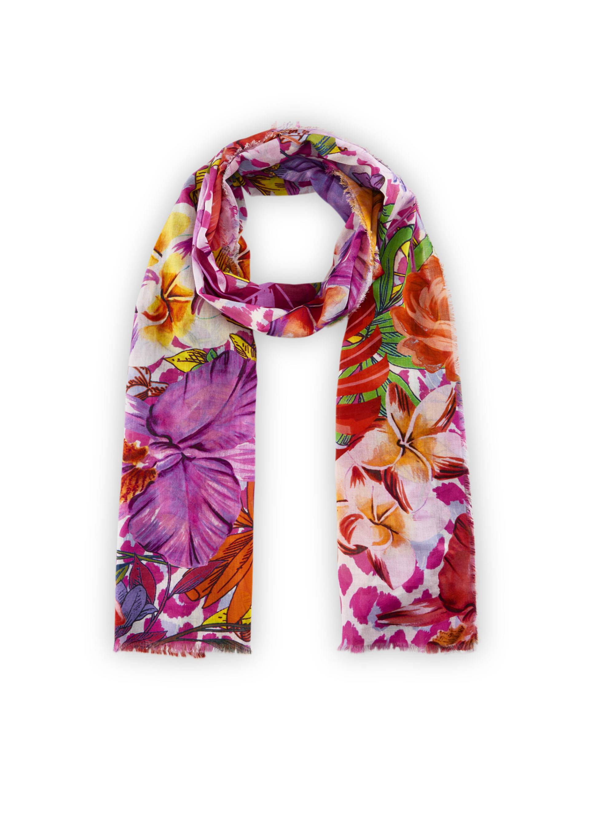 Schal aus Biobaumwolle mit Blumenmotiven pink - Gr. - one size von Codello Lifestyle Accessories GmbH