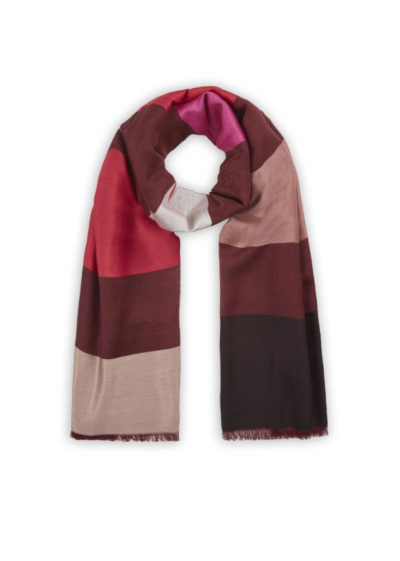 Schal aus Woll-Baumwoll-Mischung mit gewebten Blockstreifen rot - Gr. - one size von Codello Lifestyle Accessories GmbH