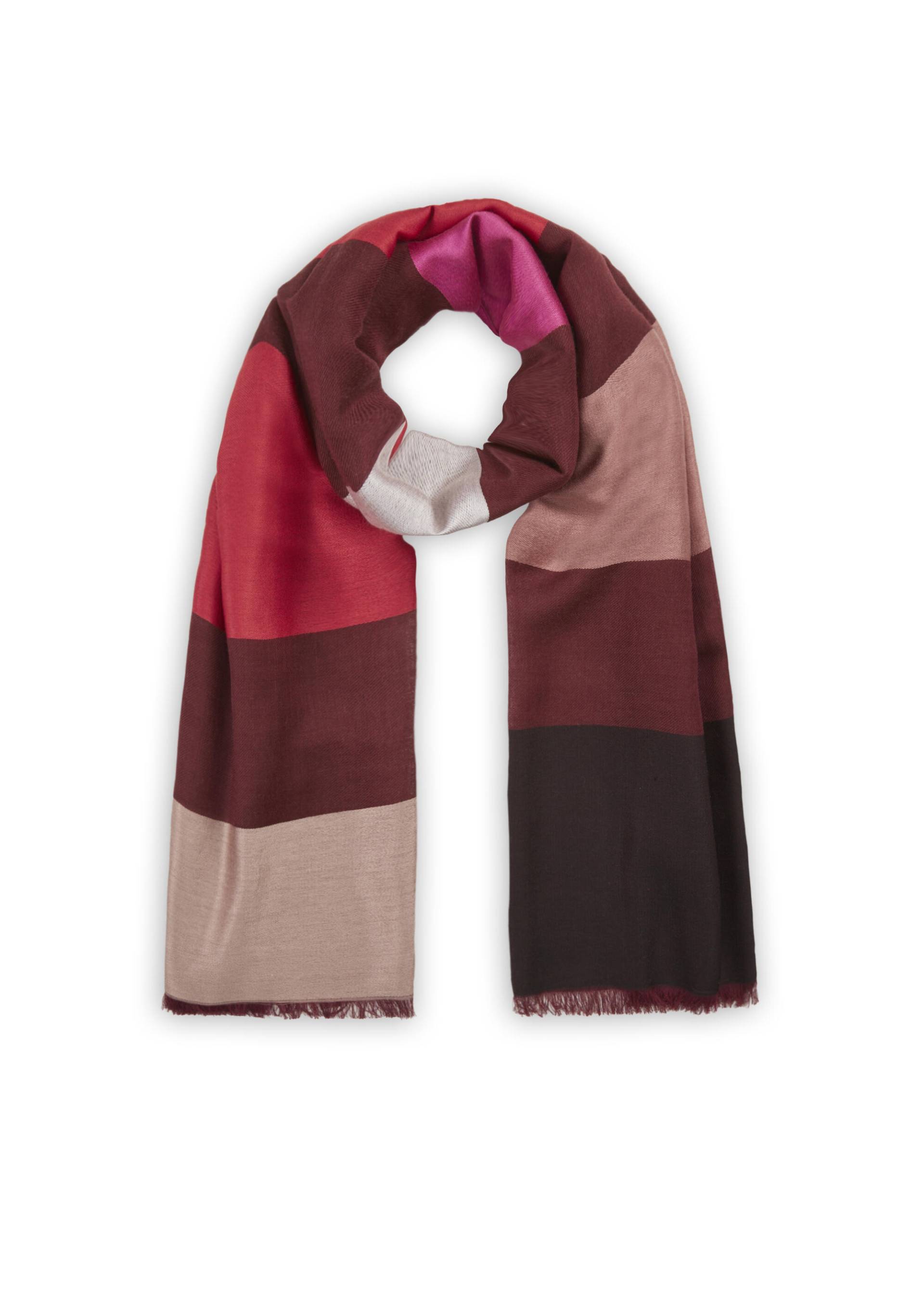 Schal aus Woll-Baumwoll-Mischung mit gewebten Blockstreifen rot - Gr. - one size von Codello Lifestyle Accessories GmbH