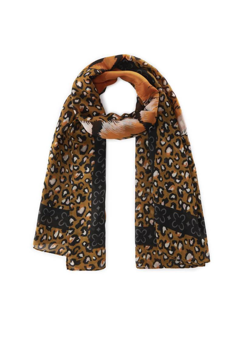 Schal aus recyceltem Polyester mit Leoparden-Muster und XL-Tiger kamel - Gr. - one size von Codello Lifestyle Accessories GmbH