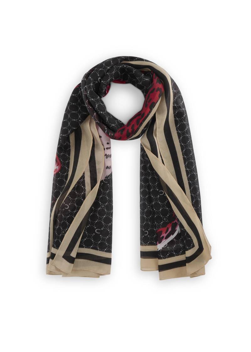 Schal aus recyceltem Polyester mit Monogramm-Muster und Leopard schwarz - Gr. - one size von Codello Lifestyle Accessories GmbH