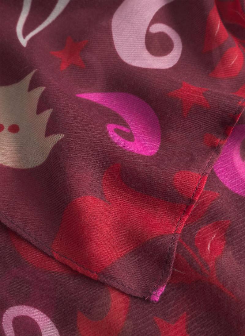 Schal aus recyelter Polyesterware mit gedruckten winterlichen Motiven rot von Codello Lifestyle Accessories GmbH