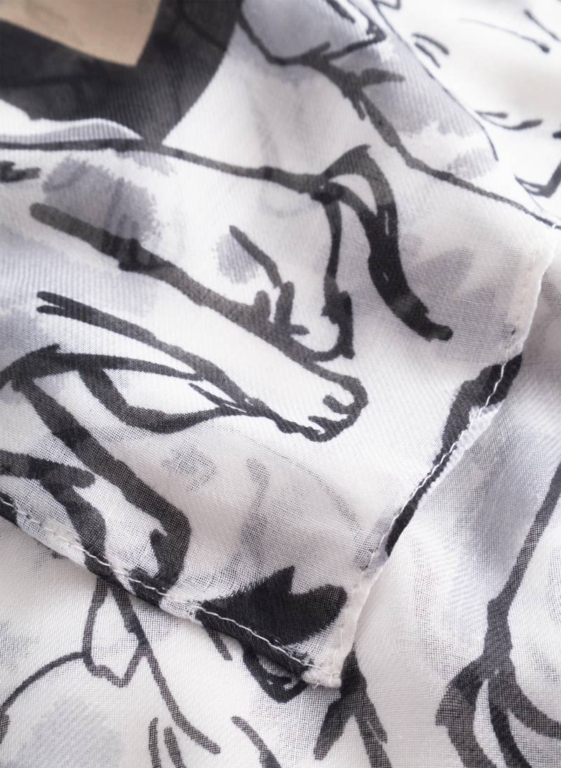 Schal aus recyelter Polyesterware mit gezeichnetem Katzenprint grau - Gr. - one size von Codello Lifestyle Accessories GmbH