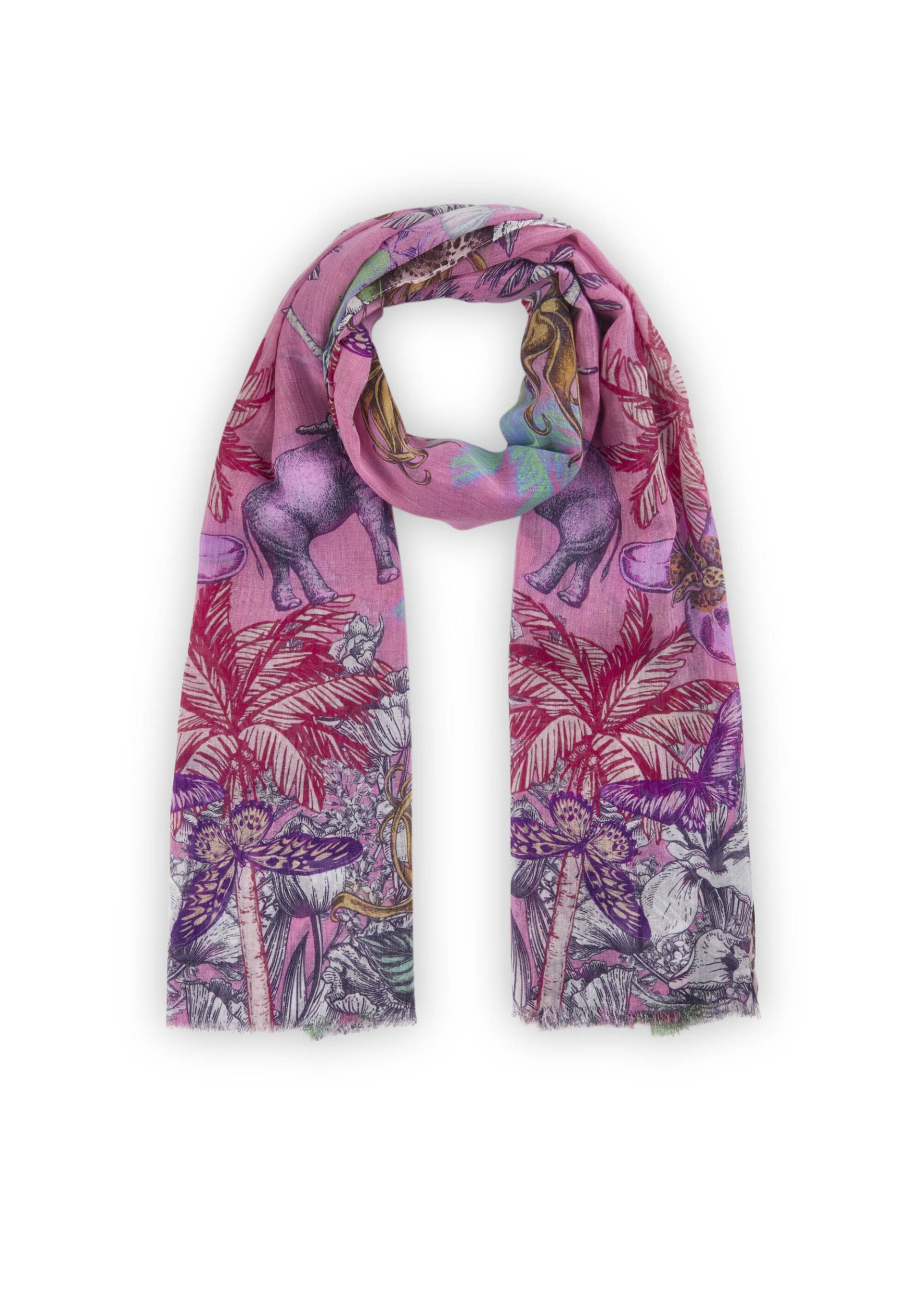 gewebter Schal mit Dschungelmuster aus weicher Baumwolle pink - Gr. - one size von Codello Lifestyle Accessories GmbH