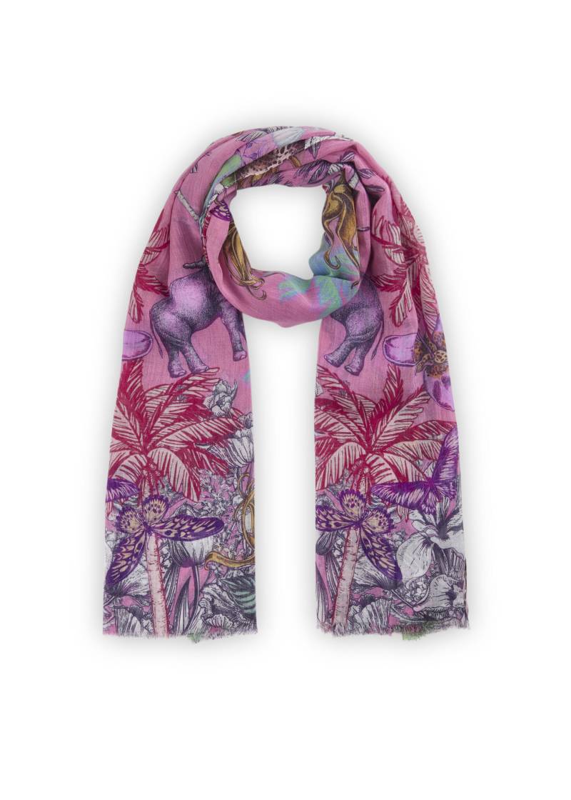 gewebter Schal mit Dschungelmuster aus weicher Baumwolle pink - Gr. - one size von Codello Lifestyle Accessories GmbH