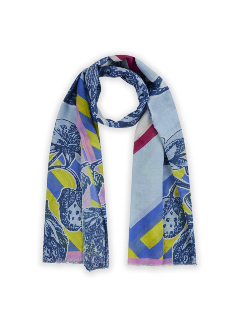 luftiger Schal aus Organic Cotton mit Erdbeer-Motiv blau - Gr. - one size von Codello Lifestyle Accessories GmbH