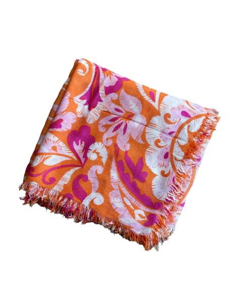 Codello - Codello Premium Paisley Feinstrick-Schal, Orange-Pink von Codello