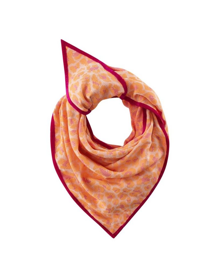 Codello Dreieckstuch Codello Damen Dreieckstuch mit Leo-Muster in orange, Samtbandveredelung an den Rändern von Codello