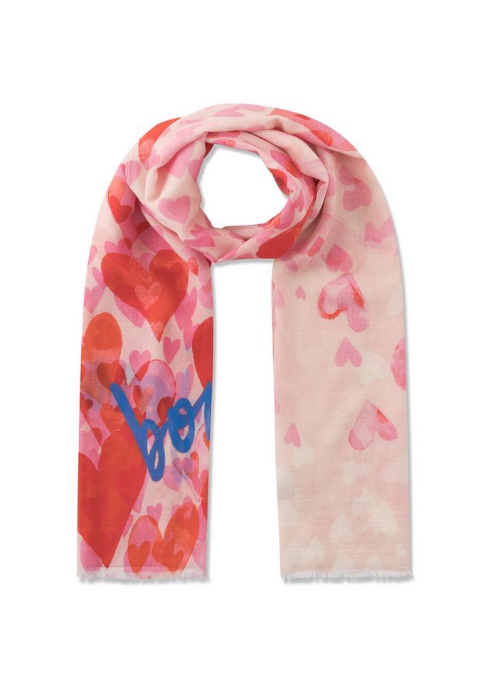 Codello Halstuch PRINTED SCARF MODAL/COTTON HEARTS rot-70X180CM, rot von Codello