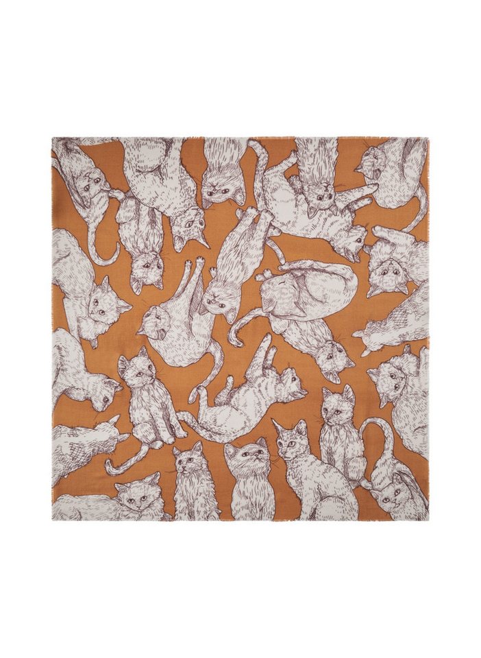 Codello Schal PRINTED SQUARE POLYACRYL CATS braun von Codello