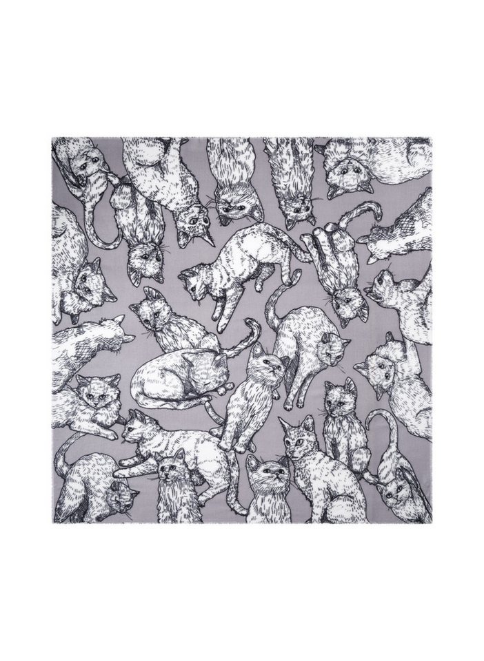 Codello Schal PRINTED SQUARE POLYACRYL CATS grau- von Codello