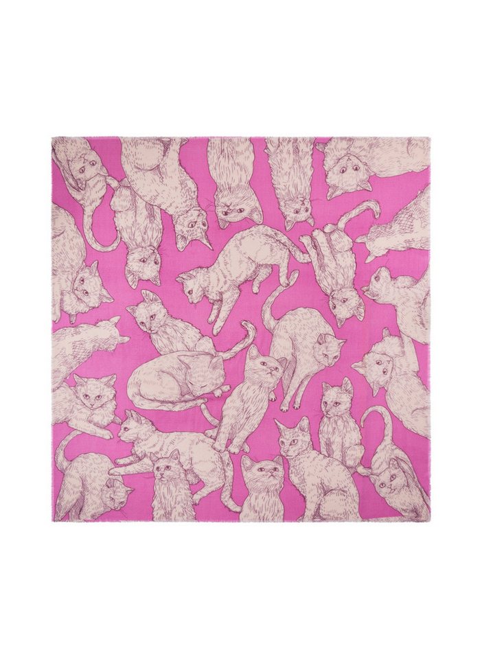 Codello Schal PRINTED SQUARE POLYACRYL CATS pink- von Codello
