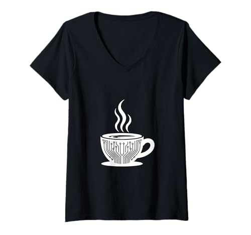 Damen Kaffee und Code Circuit Art T-Shirt mit V-Ausschnitt Damen Kaffee und Code Circuit Art T-Shirt mit V-Ausschnitt von Coder Coffee Circuit Lifestyle