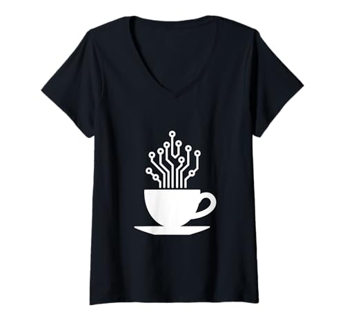 Damen Kaffee und Code Circuit Art T-Shirt mit V-Ausschnitt Damen Kaffee und Code Circuit Art T-Shirt mit V-Ausschnitt von Coder Coffee Circuit Lifestyle