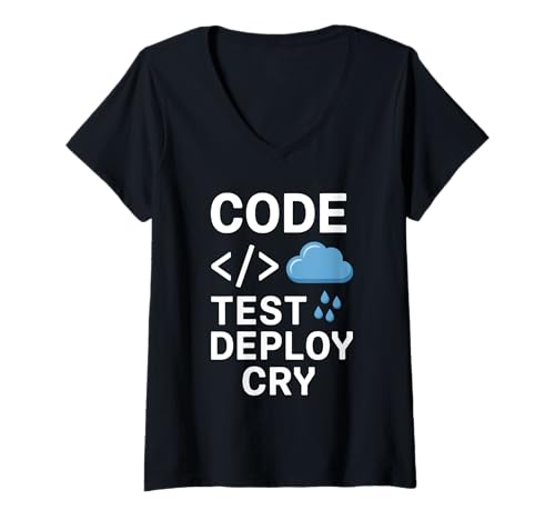 Damen Codetest Deploy Cry Pun Programming Code for Men Coding T-Shirt mit V-Ausschnitt Damen Codetest Deploy Cry Pun Programming Code for Men Coding T-Shirt mit V-Ausschnitt von Coder Geeks Binary Coding Coding Computer Geek