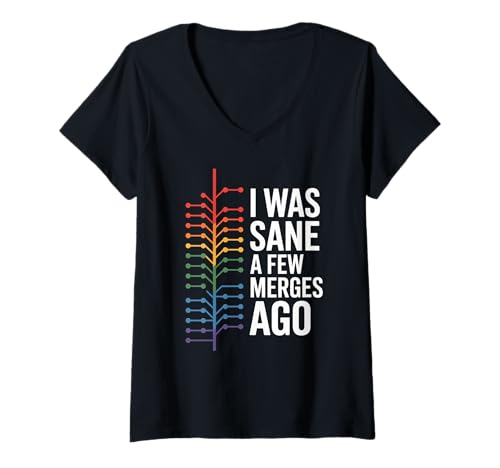 Damen Lustiger Programmierer, der SAGT, vor EIN Paar Merges war ich gesund Sarkasmus T-Shirt mit V-Ausschnitt Damen Lustiger Programmierer, der SAGT, vor EIN Paar Merges war ich gesund Sarkasmus T-Shirt mit V-Ausschnitt von Coder Humor Git Branching Joke Software Developer
